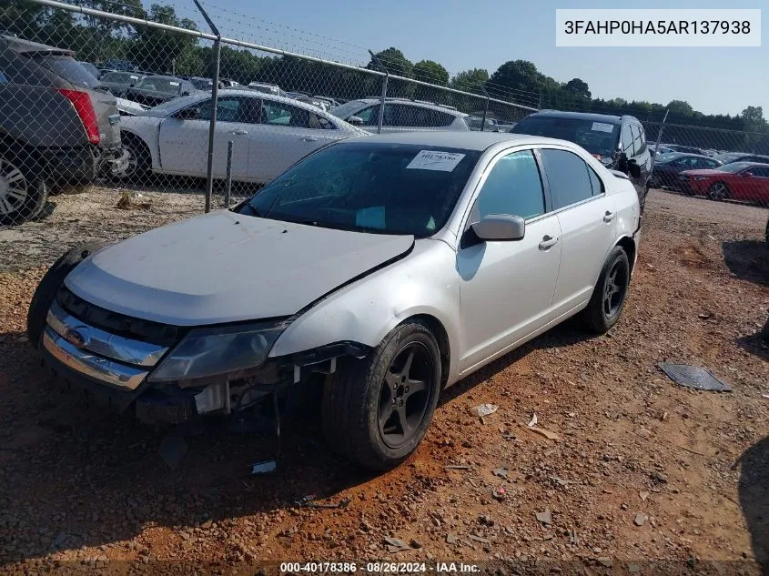 2010 Ford Fusion Se VIN: 3FAHP0HA5AR137938 Lot: 40178386