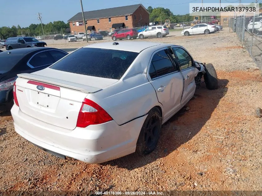 2010 Ford Fusion Se VIN: 3FAHP0HA5AR137938 Lot: 40178386