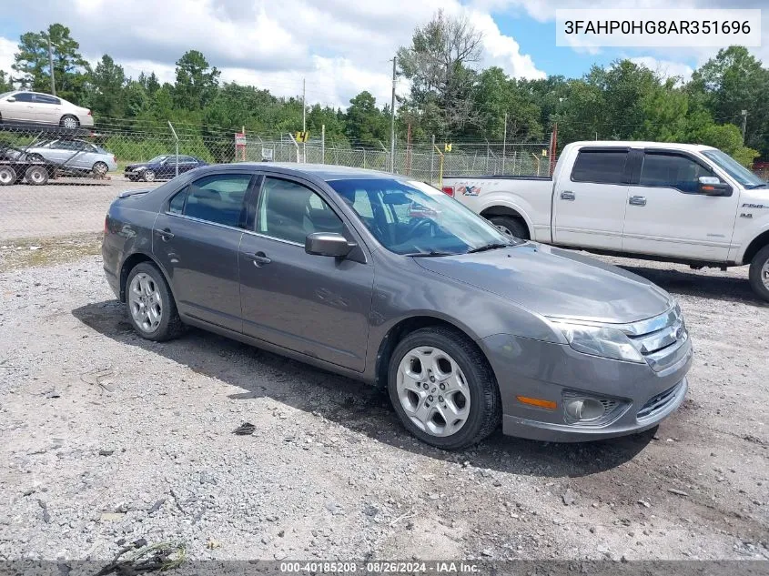 2010 Ford Fusion Se VIN: 3FAHP0HG8AR351696 Lot: 40185208