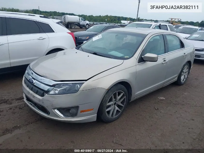 2010 Ford Fusion Sel VIN: 3FAHP0JA2AR382111 Lot: 40189517