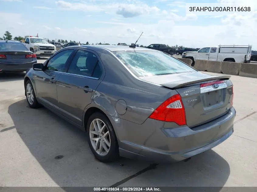 2010 Ford Fusion Sel VIN: 3FAHP0JG0AR116638 Lot: 40189834