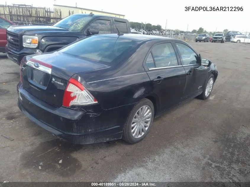 2010 Ford Fusion Hybrid VIN: 3FADP0L36AR212296 Lot: 40189951