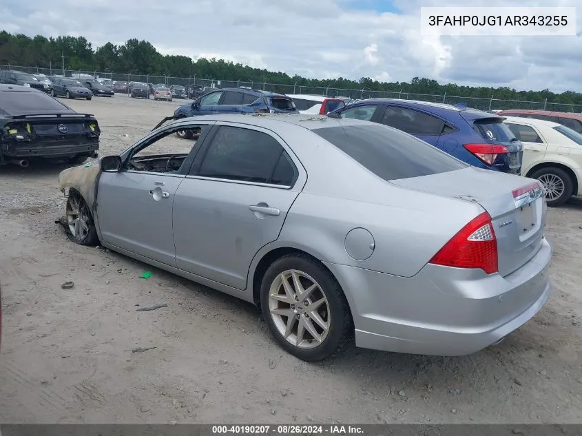 2010 Ford Fusion Sel VIN: 3FAHP0JG1AR343255 Lot: 40190207