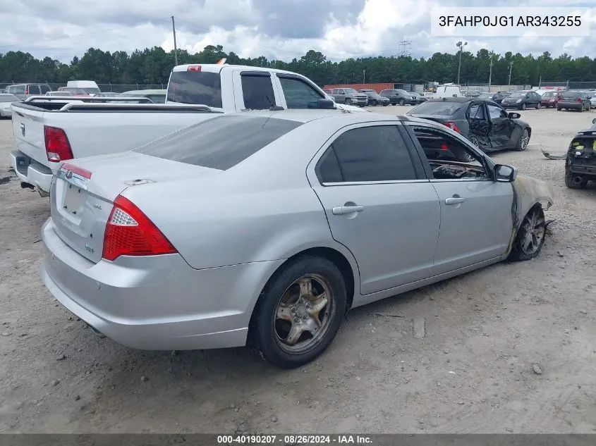 2010 Ford Fusion Sel VIN: 3FAHP0JG1AR343255 Lot: 40190207