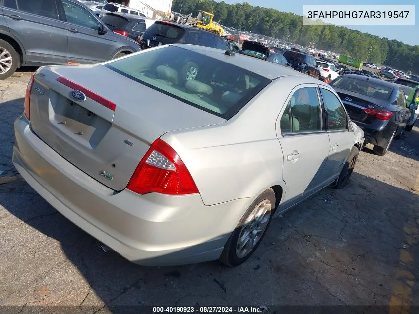 2010 Ford Fusion Se VIN: 3FAHP0HG7AR319547 Lot: 40190923