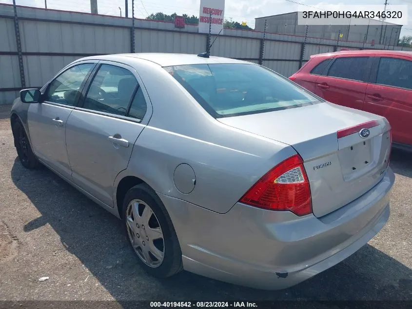 2010 Ford Fusion Se VIN: 3FAHP0HG4AR346320 Lot: 40194542