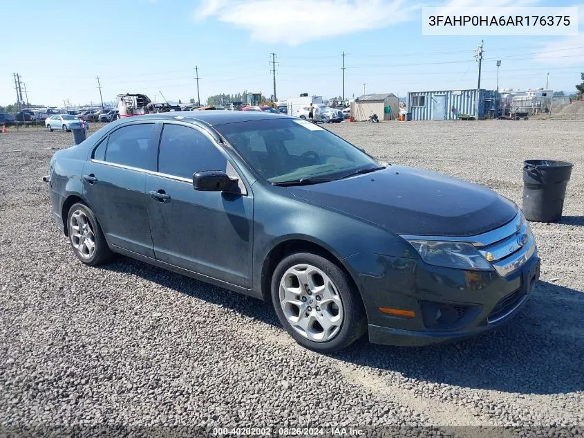 2010 Ford Fusion Se VIN: 3FAHP0HA6AR176375 Lot: 40202002