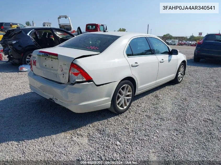 2010 Ford Fusion Sel VIN: 3FAHP0JA4AR340541 Lot: 40205303