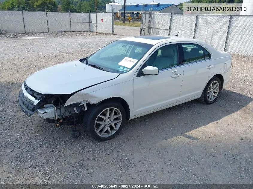 2010 Ford Fusion Sel VIN: 3FAHP0JA6AR283310 Lot: 40205649