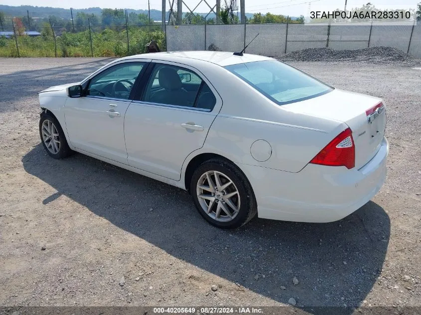 2010 Ford Fusion Sel VIN: 3FAHP0JA6AR283310 Lot: 40205649