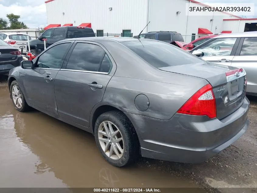 2010 Ford Fusion Sel VIN: 3FAHP0JA2AR393402 Lot: 40211622