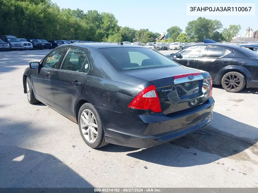 2010 Ford Fusion Sel VIN: 3FAHP0JA3AR110067 Lot: 40214162