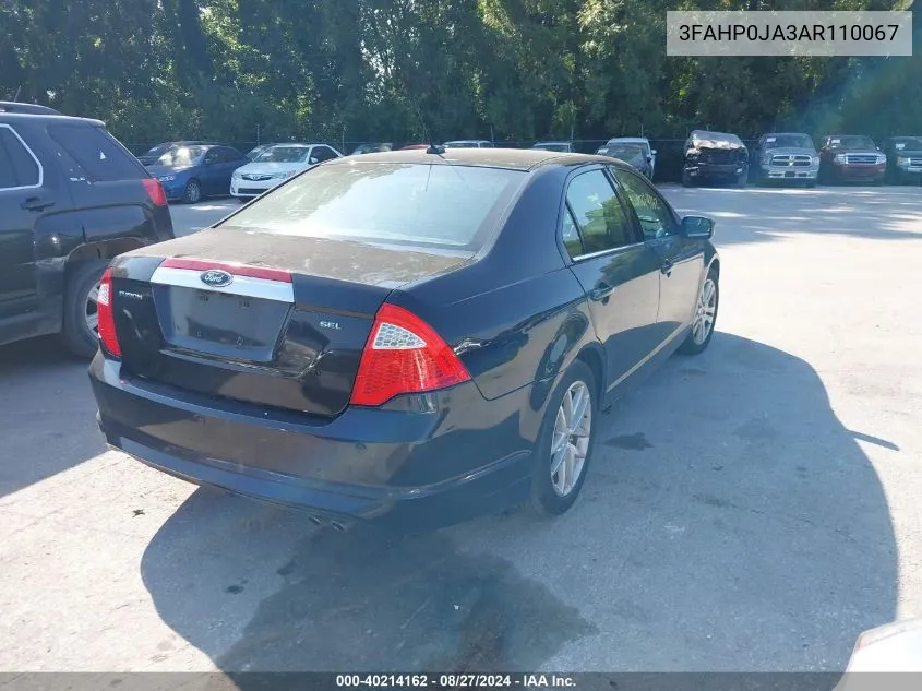 2010 Ford Fusion Sel VIN: 3FAHP0JA3AR110067 Lot: 40214162