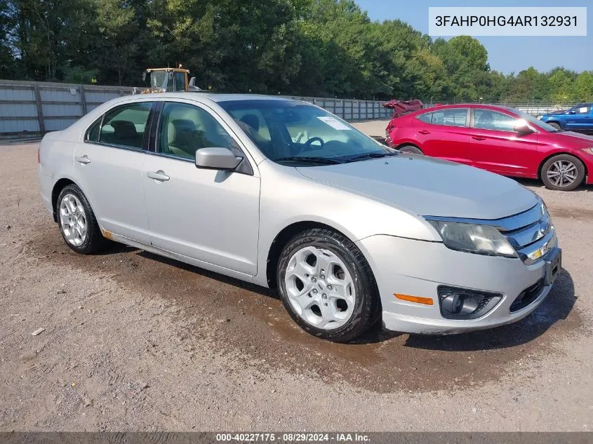 2010 Ford Fusion Se VIN: 3FAHP0HG4AR132931 Lot: 40227175