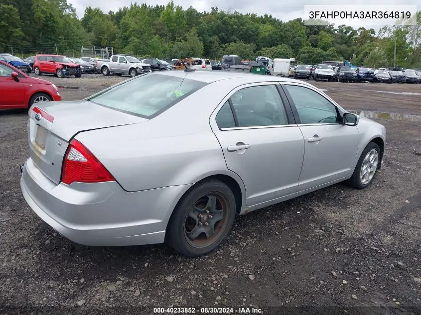 2010 Ford Fusion Se VIN: 3FAHP0HA3AR364819 Lot: 40233852