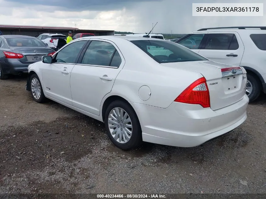 2010 Ford Fusion Hybrid VIN: 3FADP0L3XAR361178 Lot: 40234466