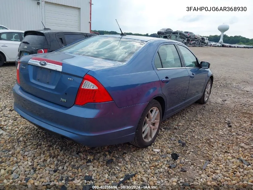 2010 Ford Fusion Sel VIN: 3FAHP0JG6AR368930 Lot: 40235696