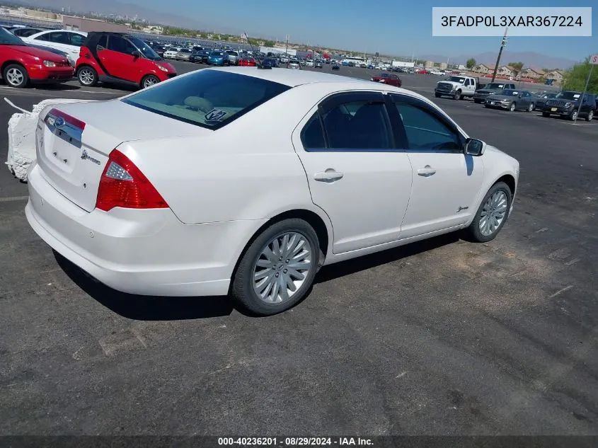 2010 Ford Fusion Hybrid VIN: 3FADP0L3XAR367224 Lot: 40236201