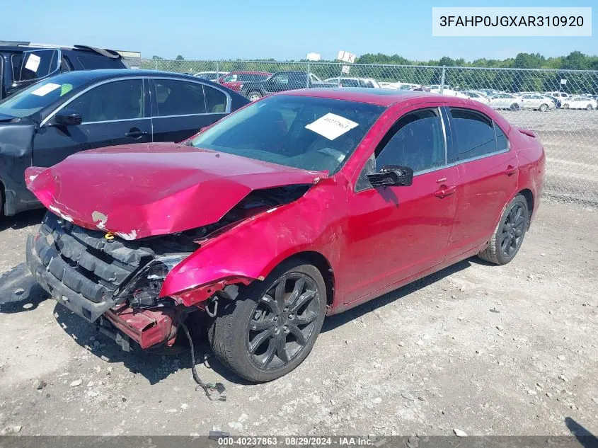 2010 Ford Fusion Sel VIN: 3FAHP0JGXAR310920 Lot: 40237863