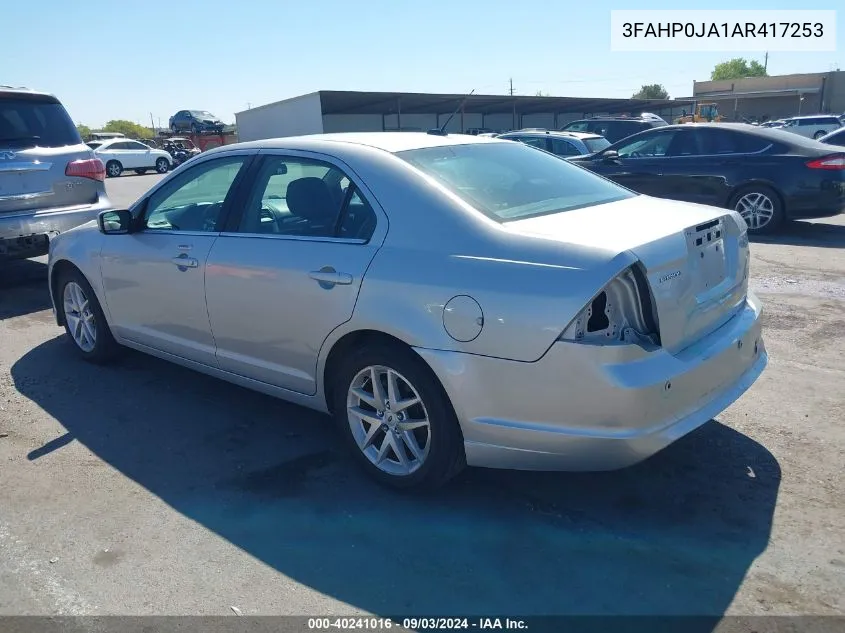 2010 Ford Fusion Sel VIN: 3FAHP0JA1AR417253 Lot: 40241016