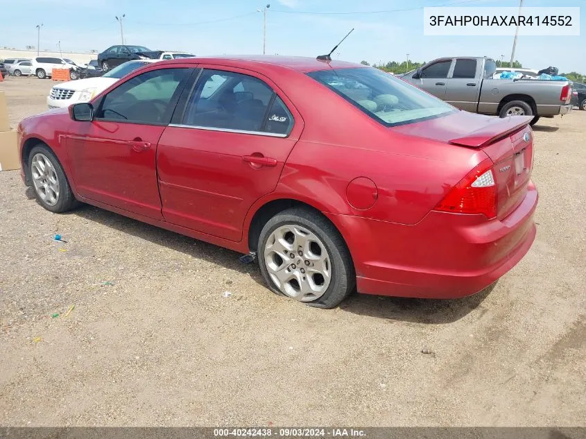 2010 Ford Fusion Se VIN: 3FAHP0HAXAR414552 Lot: 40242438