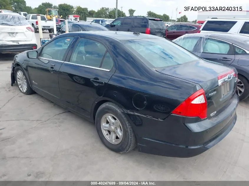 3FADP0L33AR240315 2010 Ford Fusion Hybrid Hybrid