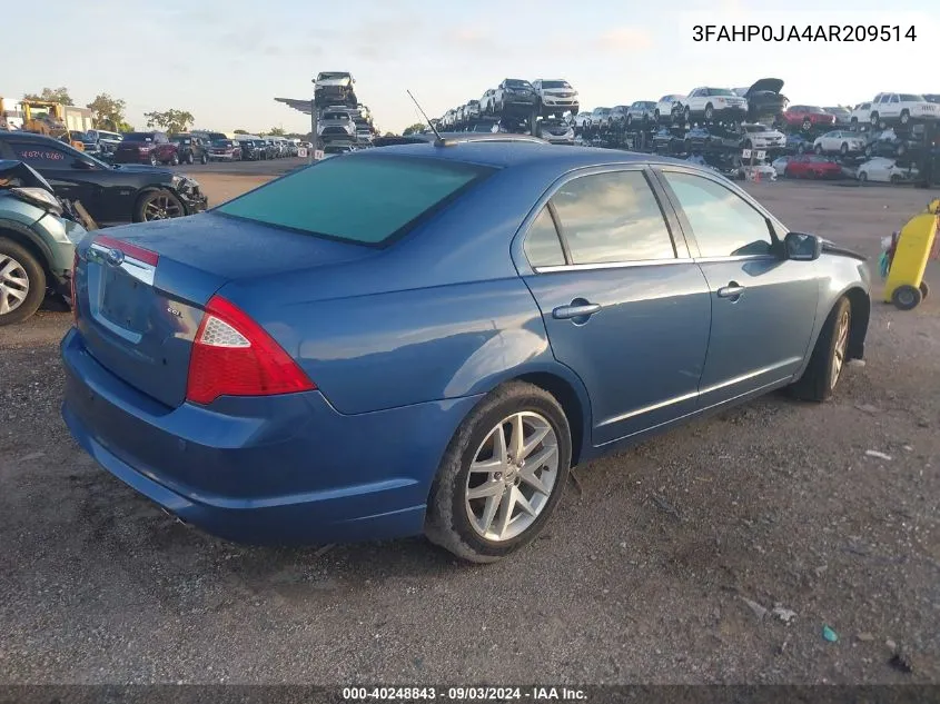 2010 Ford Fusion Sel VIN: 3FAHP0JA4AR209514 Lot: 40248843