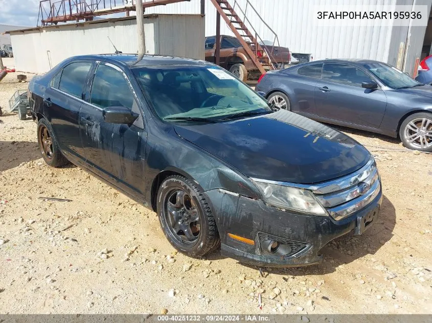 2010 Ford Fusion Se VIN: 3FAHP0HA5AR195936 Lot: 40251232