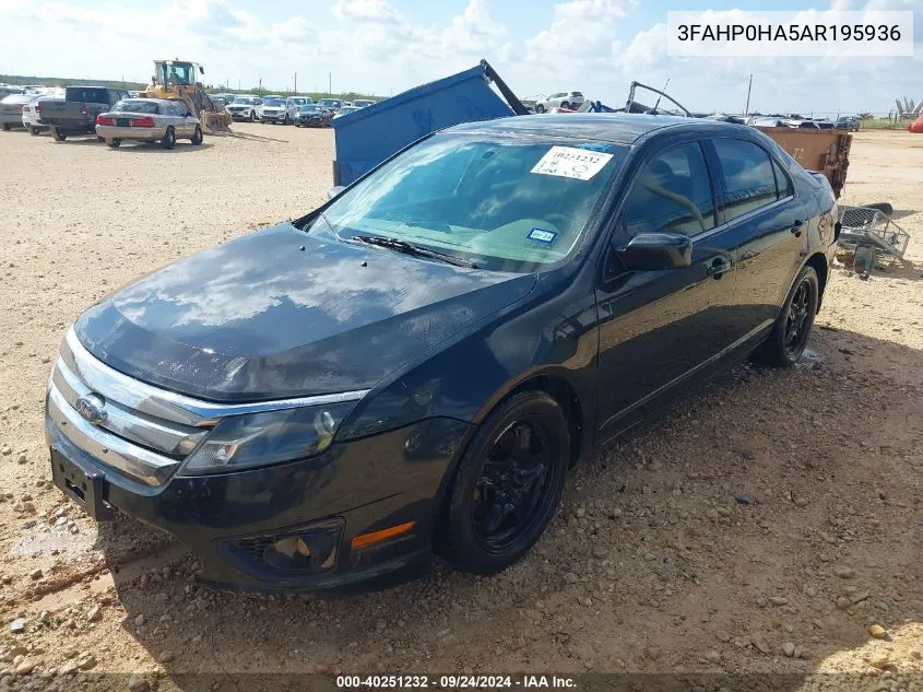 2010 Ford Fusion Se VIN: 3FAHP0HA5AR195936 Lot: 40251232