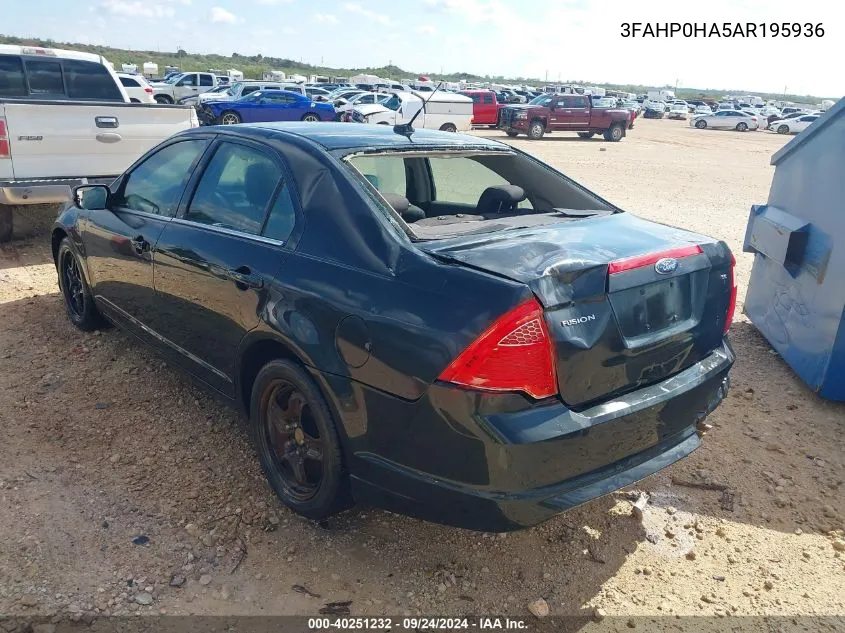 2010 Ford Fusion Se VIN: 3FAHP0HA5AR195936 Lot: 40251232