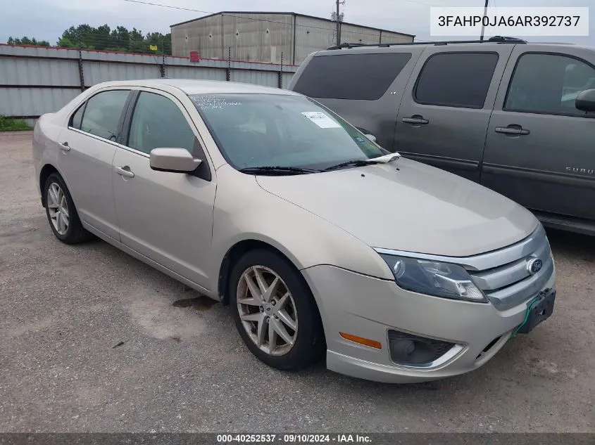 2010 Ford Fusion Sel VIN: 3FAHP0JA6AR392737 Lot: 40252537