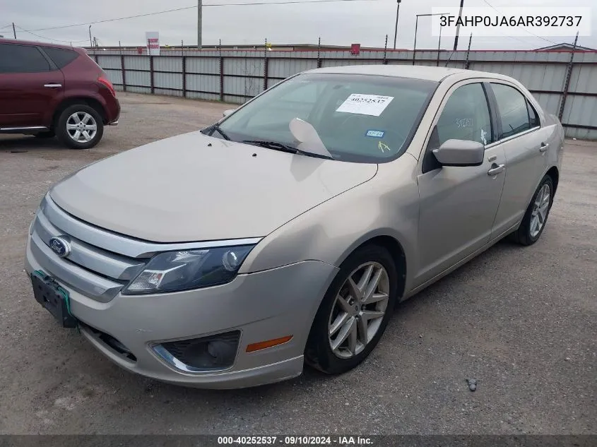 2010 Ford Fusion Sel VIN: 3FAHP0JA6AR392737 Lot: 40252537