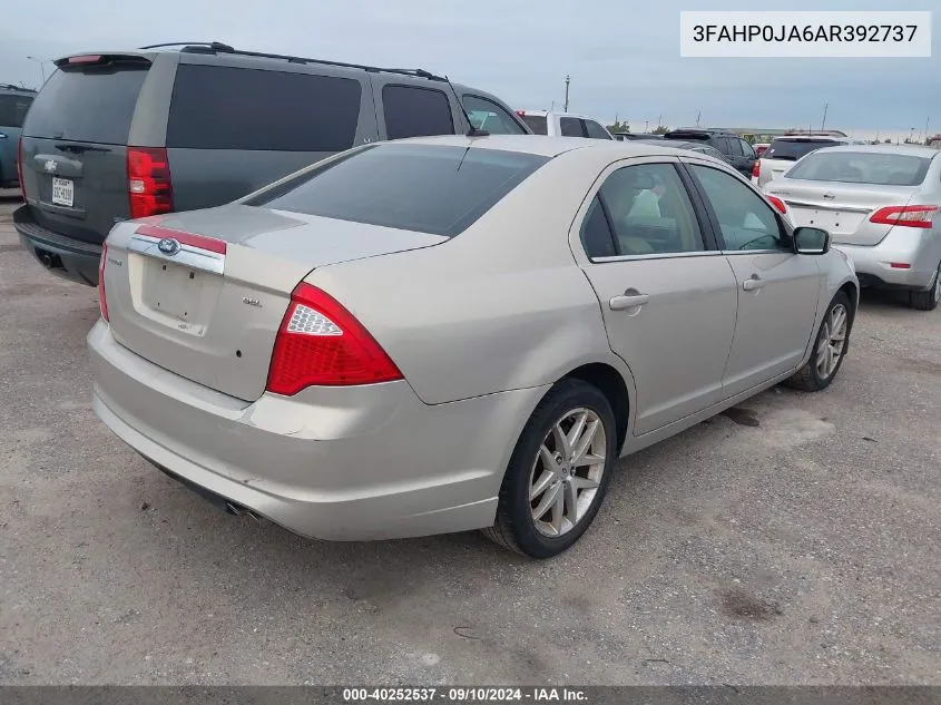 2010 Ford Fusion Sel VIN: 3FAHP0JA6AR392737 Lot: 40252537