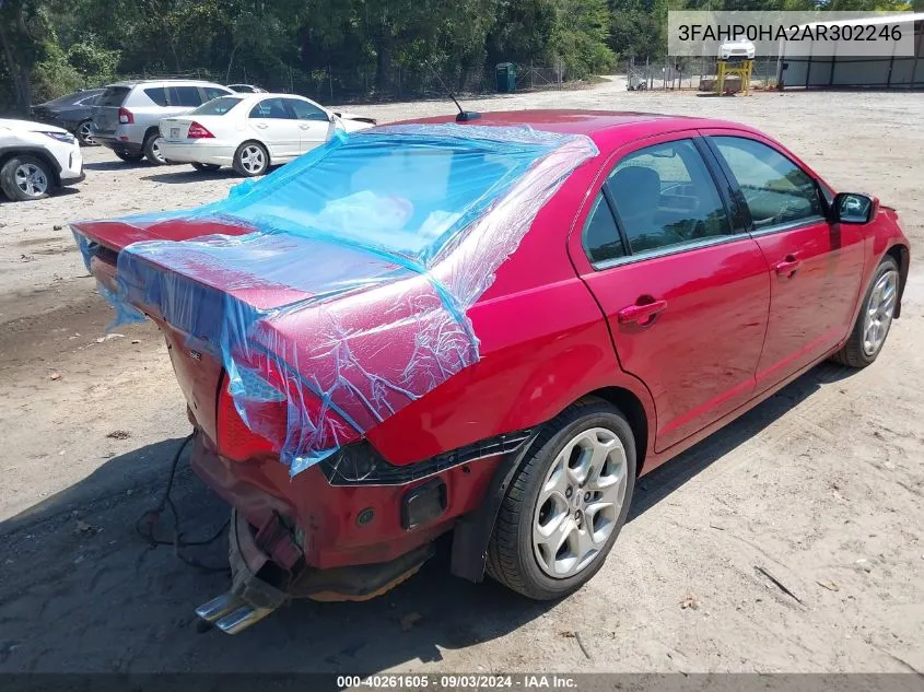 2010 Ford Fusion Se VIN: 3FAHP0HA2AR302246 Lot: 40261605