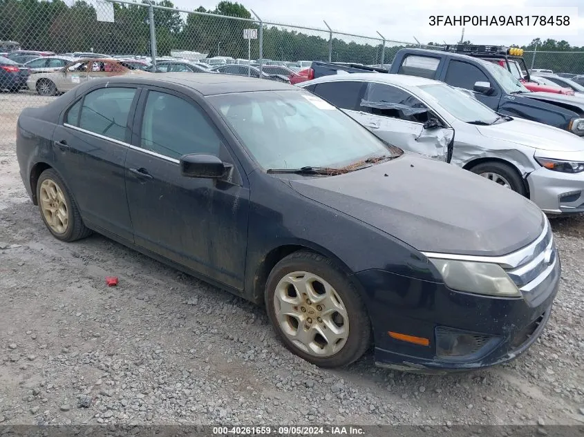 2010 Ford Fusion Se VIN: 3FAHP0HA9AR178458 Lot: 40261659