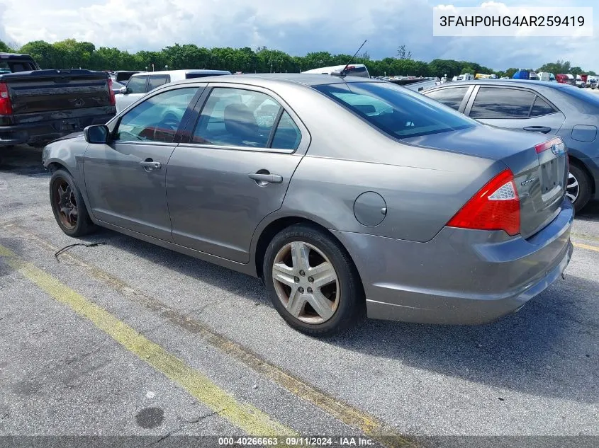 2010 Ford Fusion Se VIN: 3FAHP0HG4AR259419 Lot: 40266663