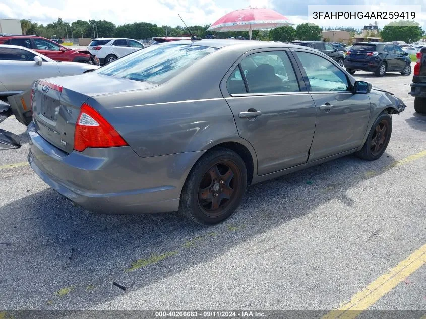 2010 Ford Fusion Se VIN: 3FAHP0HG4AR259419 Lot: 40266663