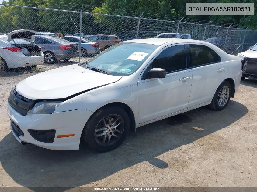 2010 Ford Fusion S VIN: 3FAHP0GA5AR180581 Lot: 40276863