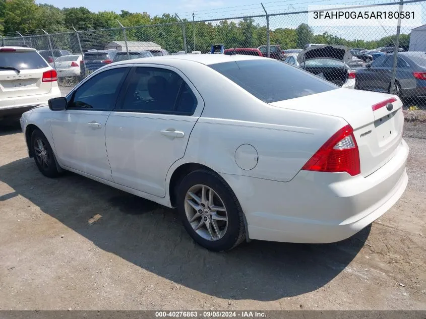 2010 Ford Fusion S VIN: 3FAHP0GA5AR180581 Lot: 40276863