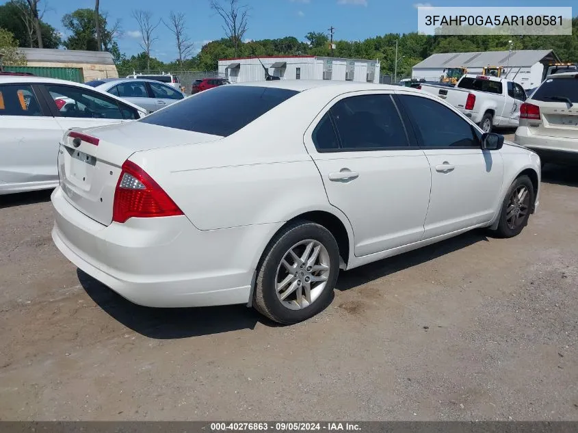 2010 Ford Fusion S VIN: 3FAHP0GA5AR180581 Lot: 40276863