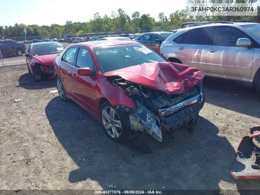 2010 Ford Fusion Sport VIN: 3FAHP0KC3AR360974 Lot: 40277076