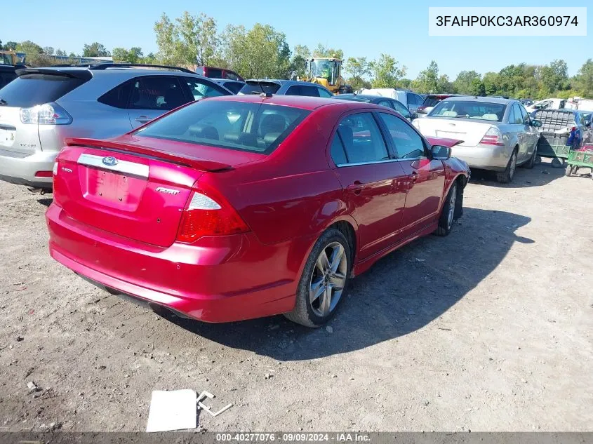 2010 Ford Fusion Sport VIN: 3FAHP0KC3AR360974 Lot: 40277076