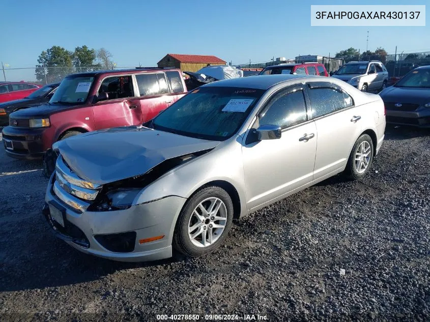 2010 Ford Fusion S VIN: 3FAHP0GAXAR430137 Lot: 40278550