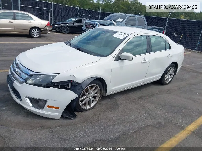 2010 Ford Fusion Sel VIN: 3FAHP0JAXAR429465 Lot: 40278934