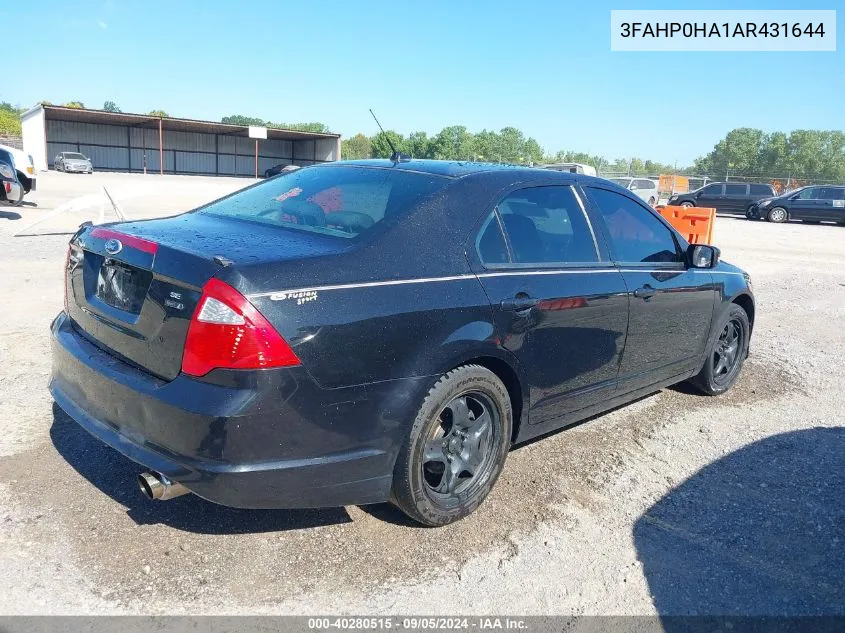 2010 Ford Fusion Se VIN: 3FAHP0HA1AR431644 Lot: 40280515