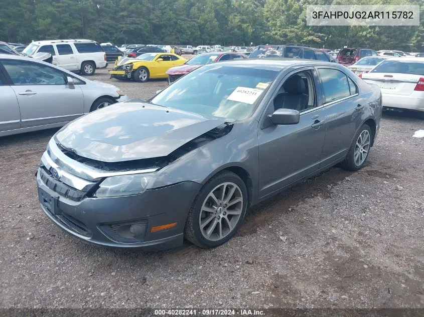 2010 Ford Fusion Sel VIN: 3FAHP0JG2AR115782 Lot: 40282241