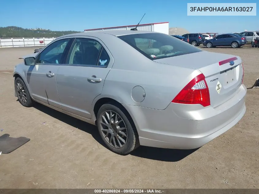 2010 Ford Fusion Se VIN: 3FAHP0HA6AR163027 Lot: 40286924