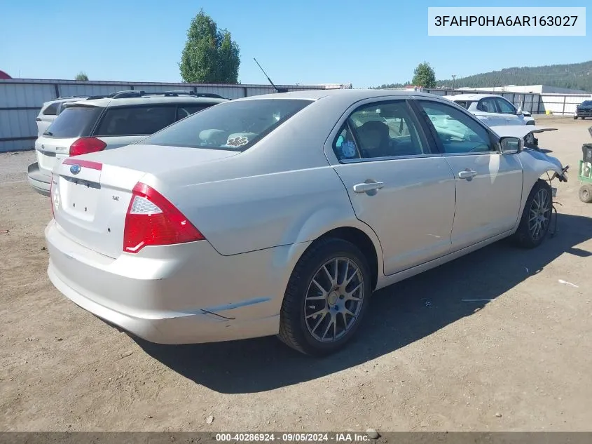 2010 Ford Fusion Se VIN: 3FAHP0HA6AR163027 Lot: 40286924