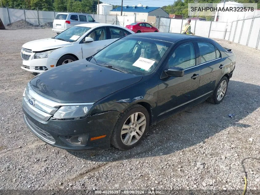 2010 Ford Fusion Se VIN: 3FAHP0HA6AR322578 Lot: 40295397