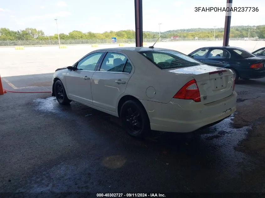 2010 Ford Fusion Se VIN: 3FAHP0HA0AR237736 Lot: 40302727